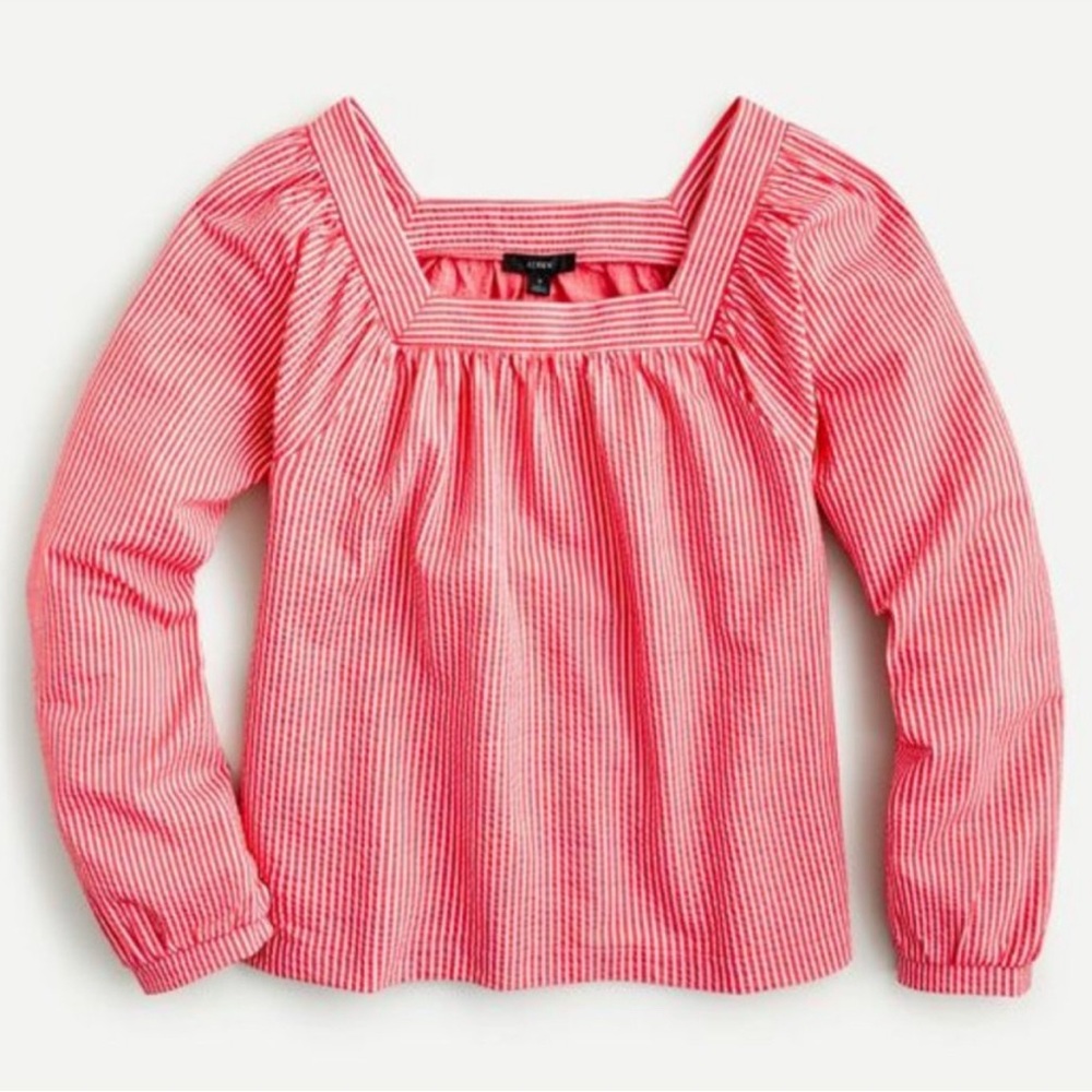 J. Crew Red and White Striped Blouse